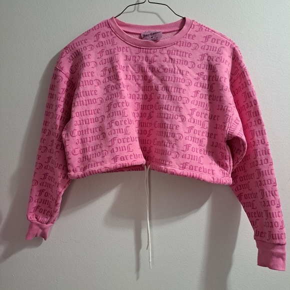 Juicy Couture x Forever 21 Sweater MediumnPink Fleece Barbiecore Semi Crop - Picture 2 of 9